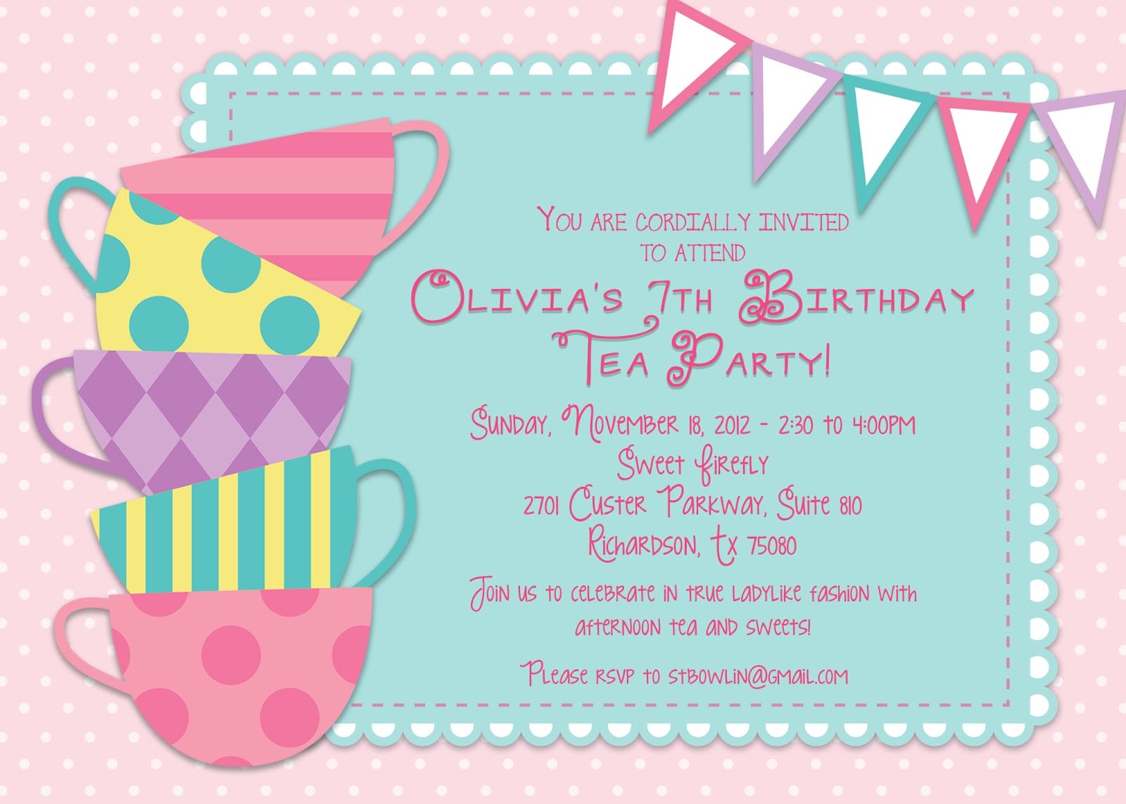 Doc    Kids Tea Party Invitation â Tea Party Invitations For